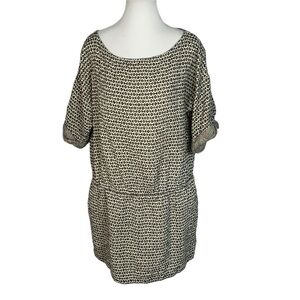 ZARA Women’s Textured Short Rolled Sleeve Mini Dress Boat Neck Size L Chic